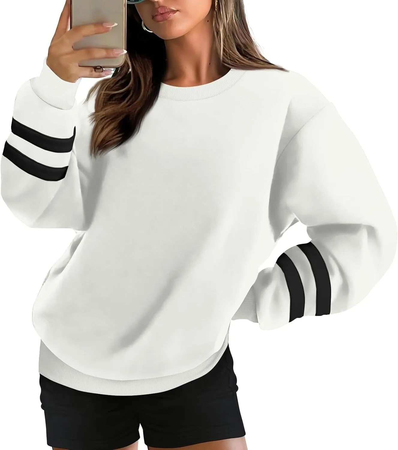 Oversized Sweatshirt For Women Trendy Hoodie Pullover Crewneck Long Sleeve Solid Fall Winter Clothes 2024