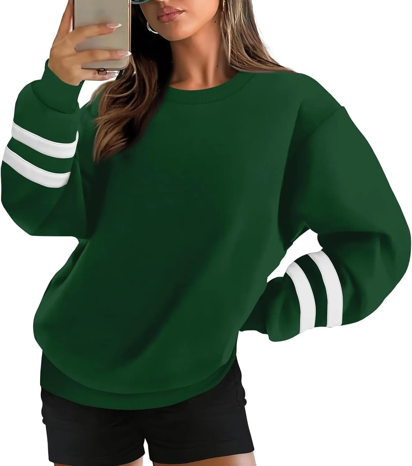 Oversized Sweatshirt For Women Trendy Hoodie Pullover Crewneck Long Sleeve Solid Fall Winter Clothes 2024