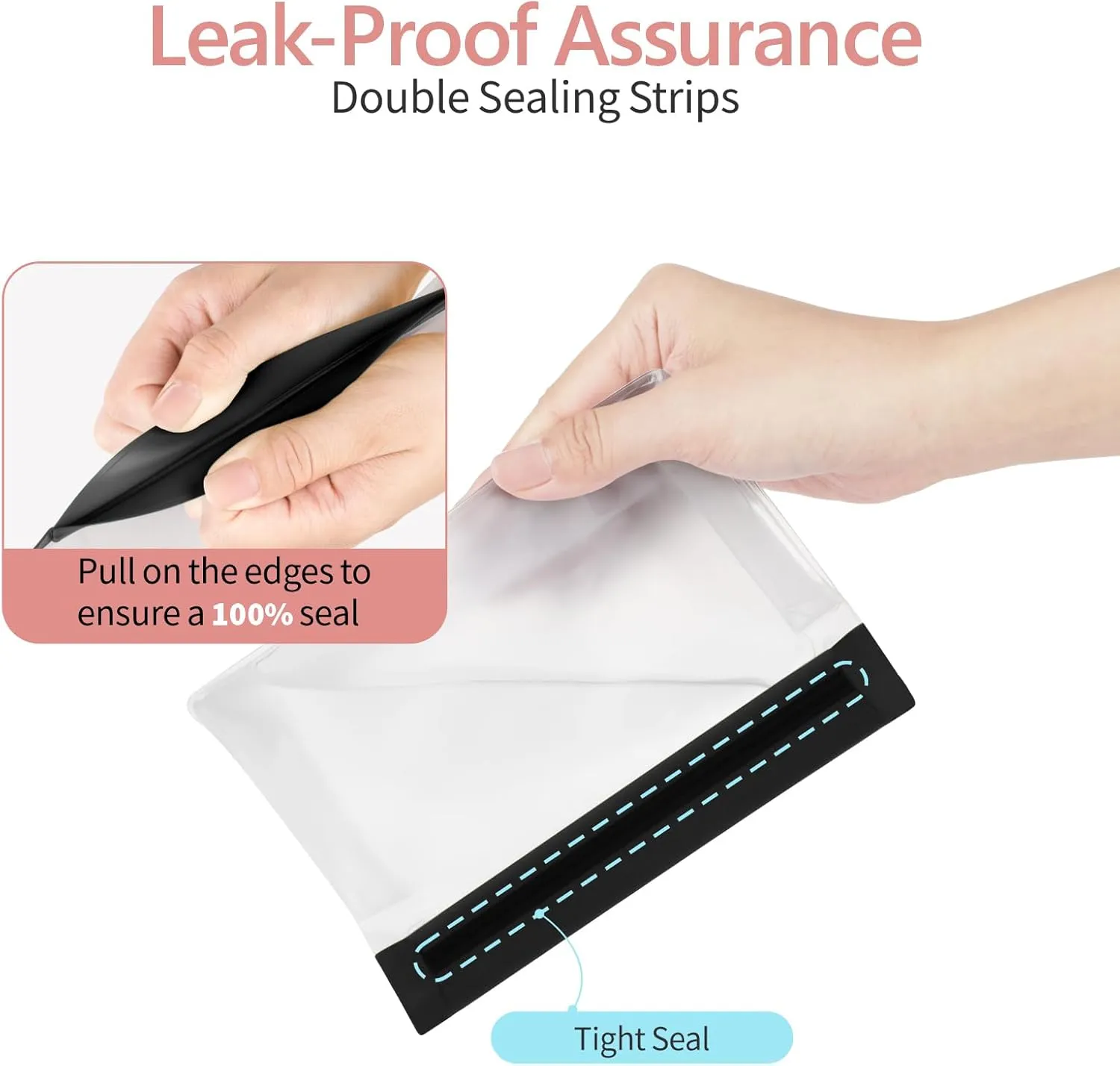 PACKISM Leak Proof Clear Travel Pouch - Sealed TSA Approved Toiletry Bag, BPA-free Reusable, Semi-Transparent Clear Cosmetic Bag with Flat Bottom, Great Travel accessories, 1L 1M 1S, Black