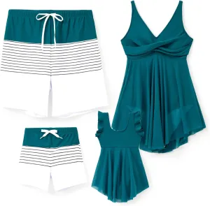 PATPAT Family Matching Summer Swimwear, Women One-Piece Swimsuit, Men Swim Trunks, Boy Board Shorts, Girl Bathing Suit