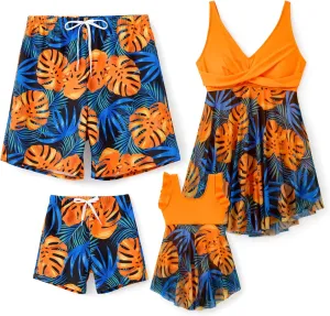 PATPAT Family Matching Summer Swimwear, Women One-Piece Swimsuit, Men Swim Trunks, Boy Board Shorts, Girl Bathing Suit