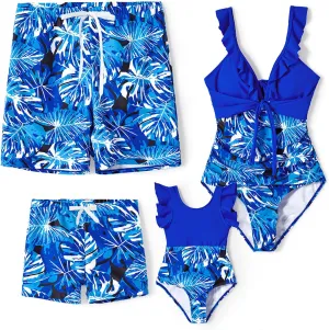 PATPAT Family Matching Swimwear Floral Print Sleeveless Ruffled One Piece Bathing Suits
