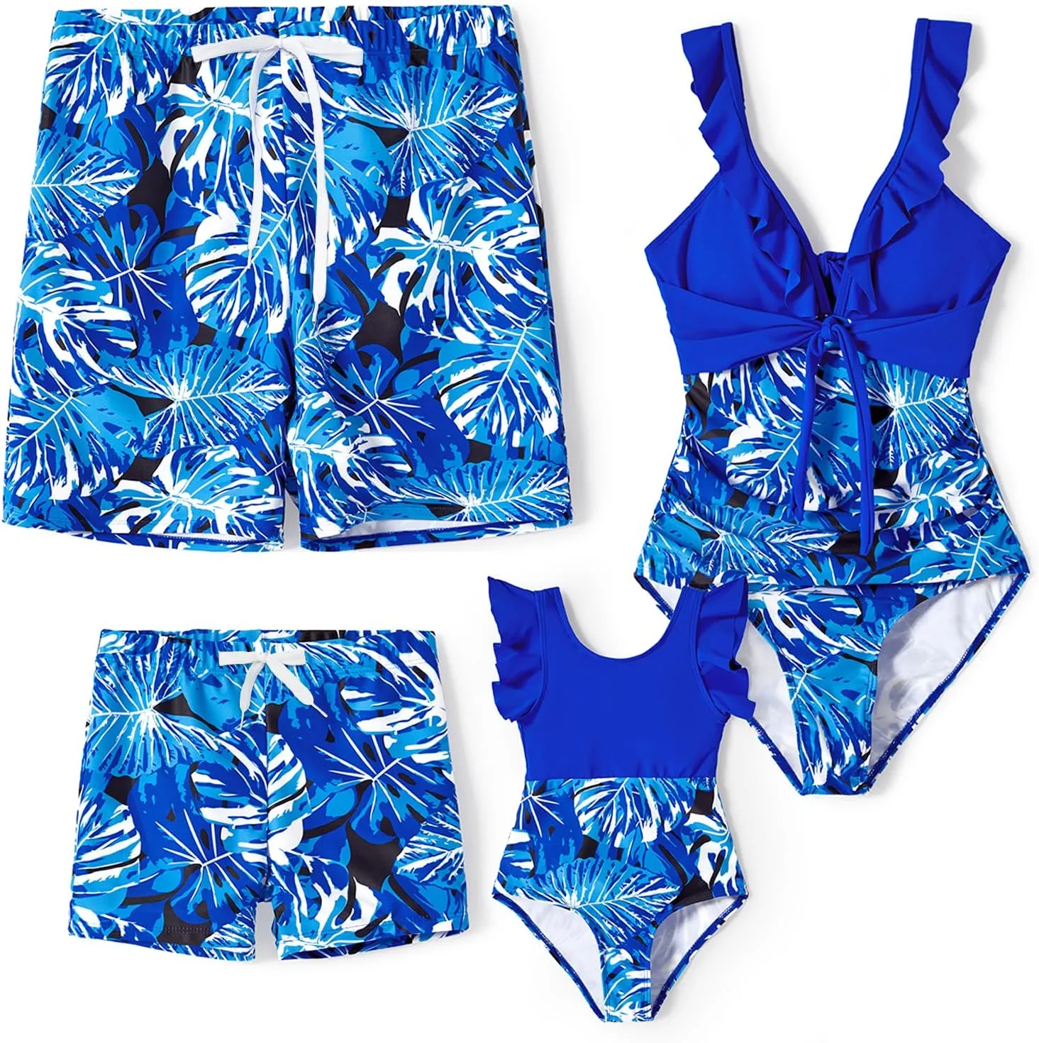 PATPAT Family Matching Swimwear Floral Print Sleeveless Ruffled One Piece Bathing Suits