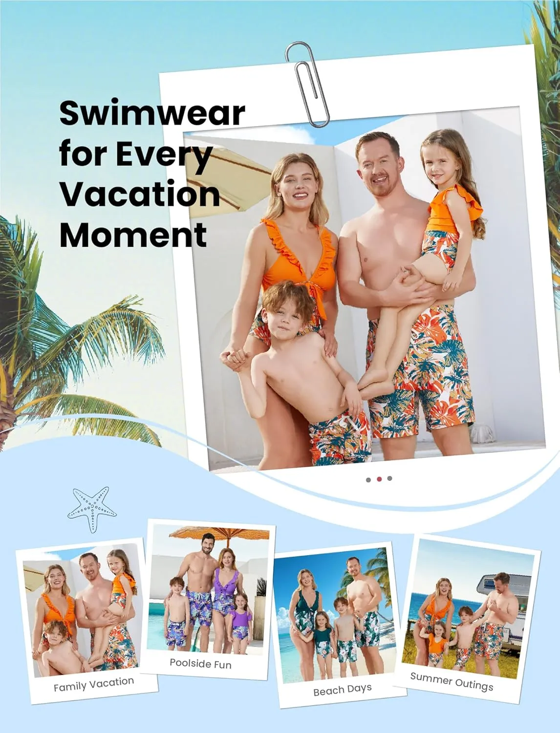 PATPAT Family Matching Swimwear Floral Print Sleeveless Ruffled One Piece Bathing Suits