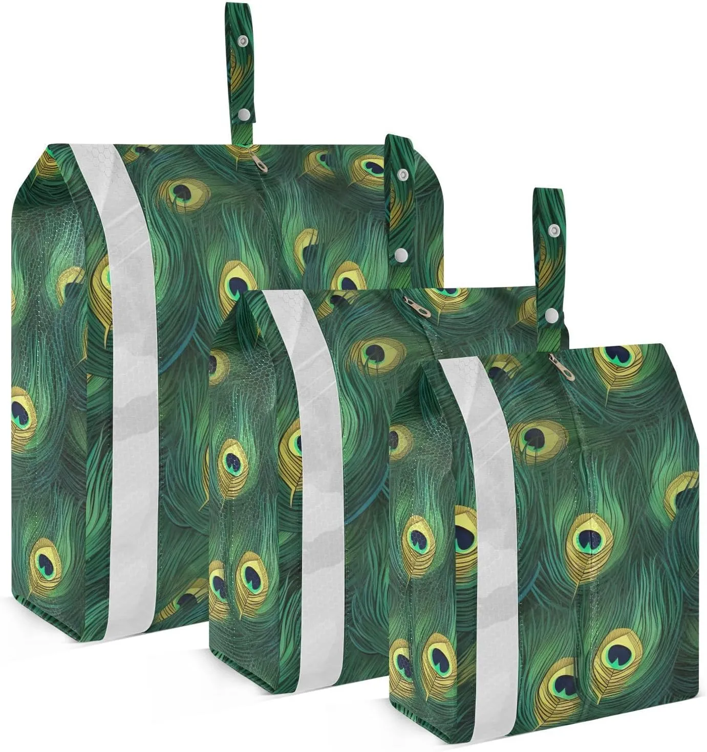 Peacock Feathers Green Packing Cubes for Travel 3 Set Compression Packing Cubes Luggage Accessories for Packing Compression