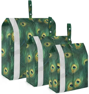 Peacock Feathers Green Packing Cubes for Travel 3 Set Compression Packing Cubes Luggage Accessories for Packing Compression