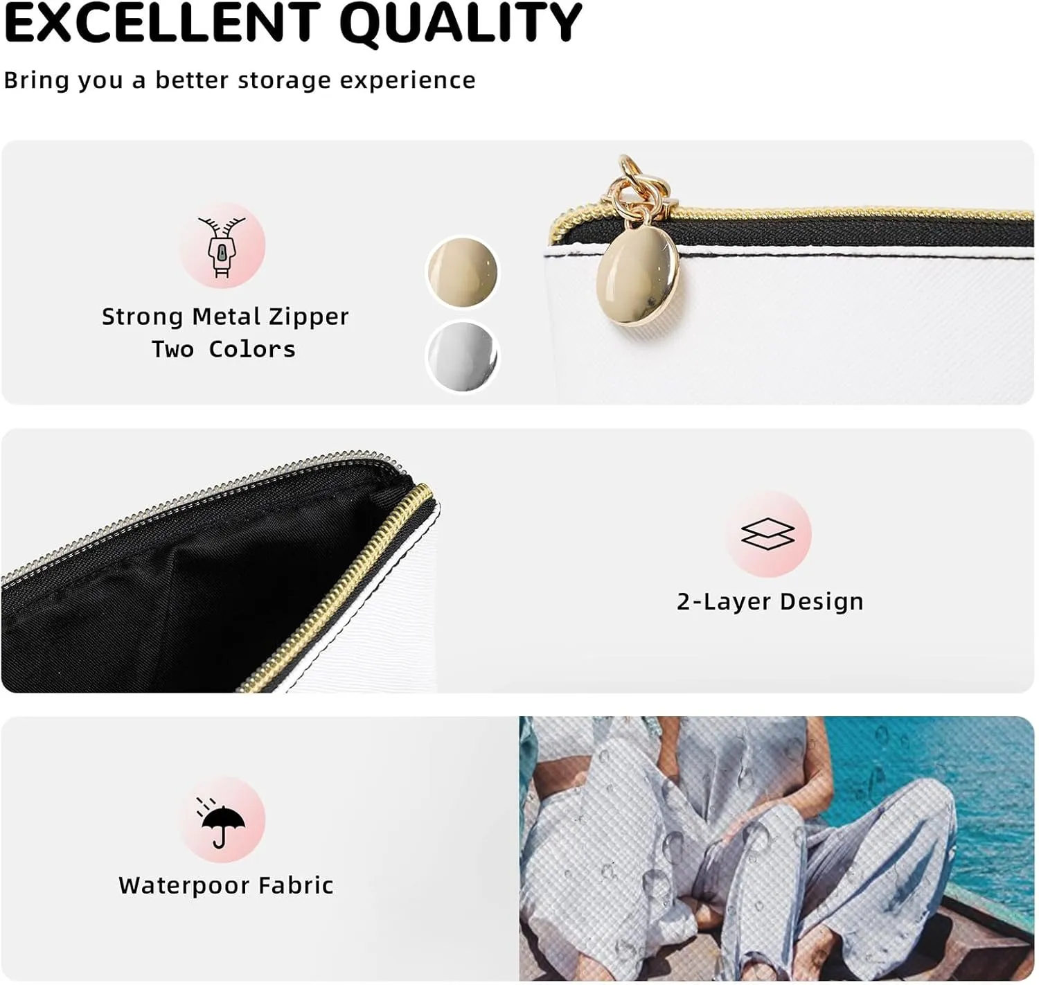 Personalized Makeup Bag, Custom Cosmetic Bags with Image, Logo, Text, Cute Customized Travel Bags Portable Makeup Packing Bags for Women Cosmetic Bags for Travel (PVC)