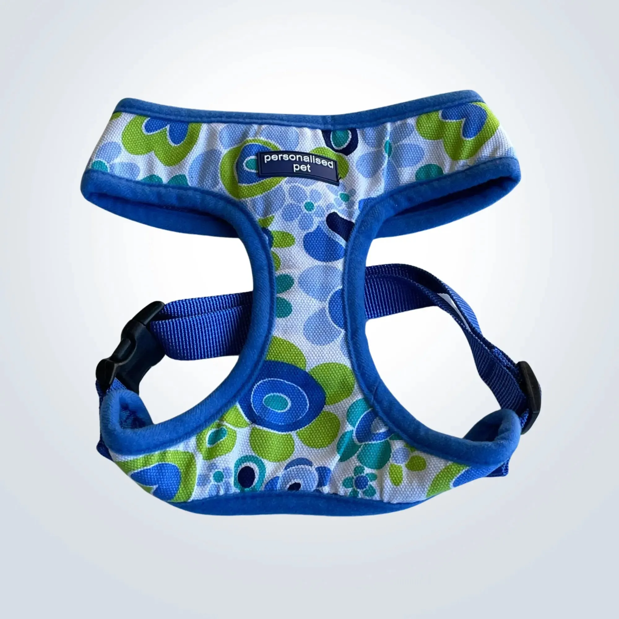 PET HARNESS Floral Blue - Embroidered