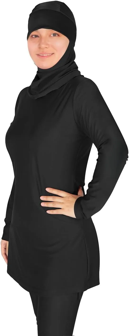 Plus Size Burkini Muslim Swimsuits for Women Modest Islamic Swimwear Long Sleeve Full Cover 3PCS Set Beachwear with Cap