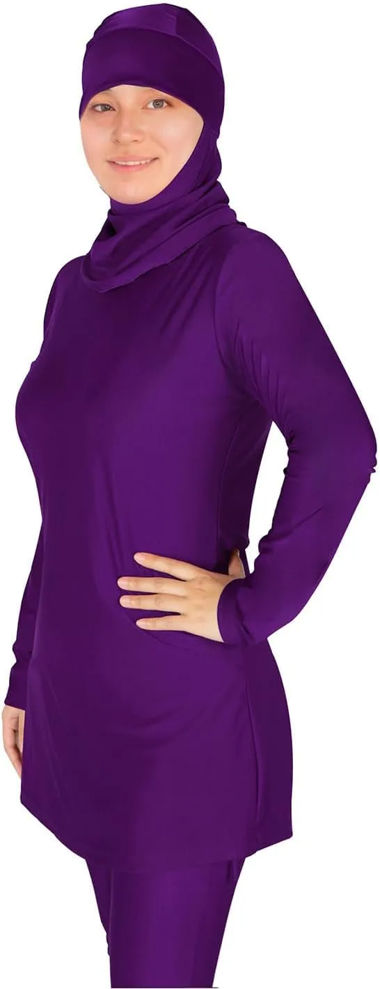 Plus Size Burkini Muslim Swimsuits for Women Modest Islamic Swimwear Long Sleeve Full Cover 3PCS Set Beachwear with Cap