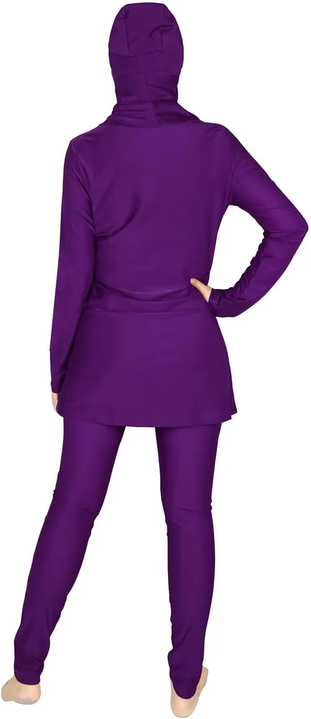 Plus Size Burkini Muslim Swimsuits for Women Modest Islamic Swimwear Long Sleeve Full Cover 3PCS Set Beachwear with Cap