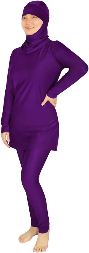 Plus Size Burkini Muslim Swimsuits for Women Modest Islamic Swimwear Long Sleeve Full Cover 3PCS Set Beachwear with Cap