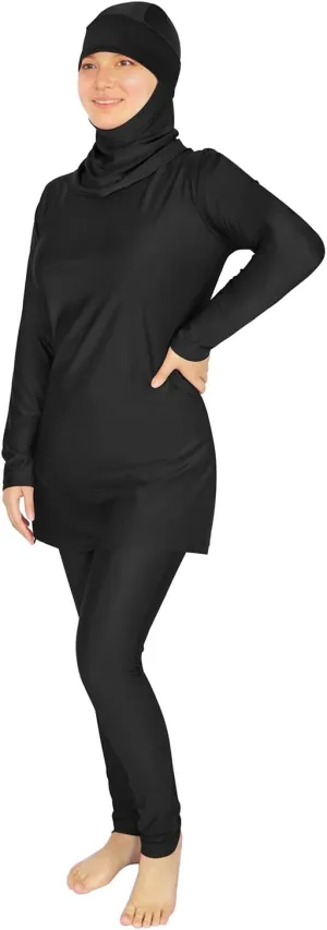 Plus Size Burkini Muslim Swimsuits for Women Modest Islamic Swimwear Long Sleeve Full Cover 3PCS Set Beachwear with Cap