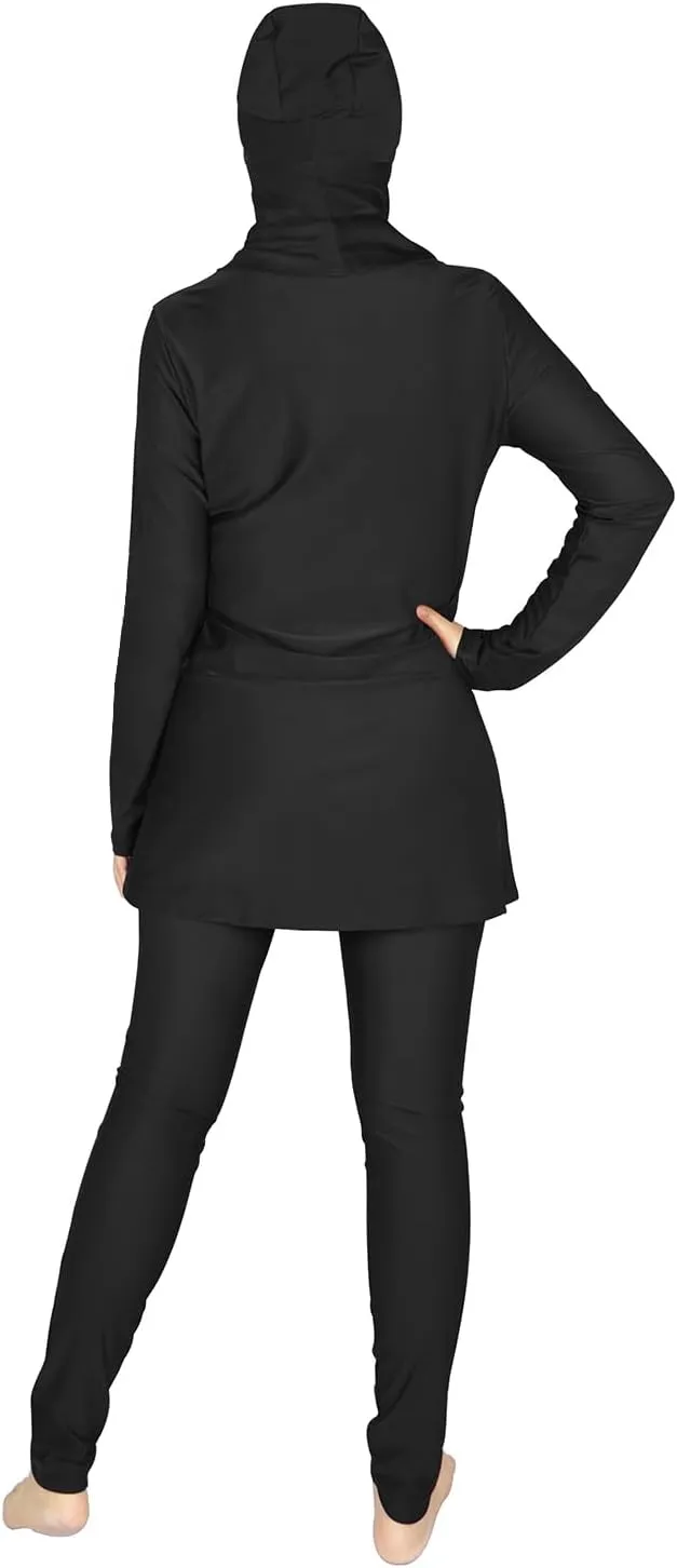 Plus Size Burkini Muslim Swimsuits for Women Modest Islamic Swimwear Long Sleeve Full Cover 3PCS Set Beachwear with Cap