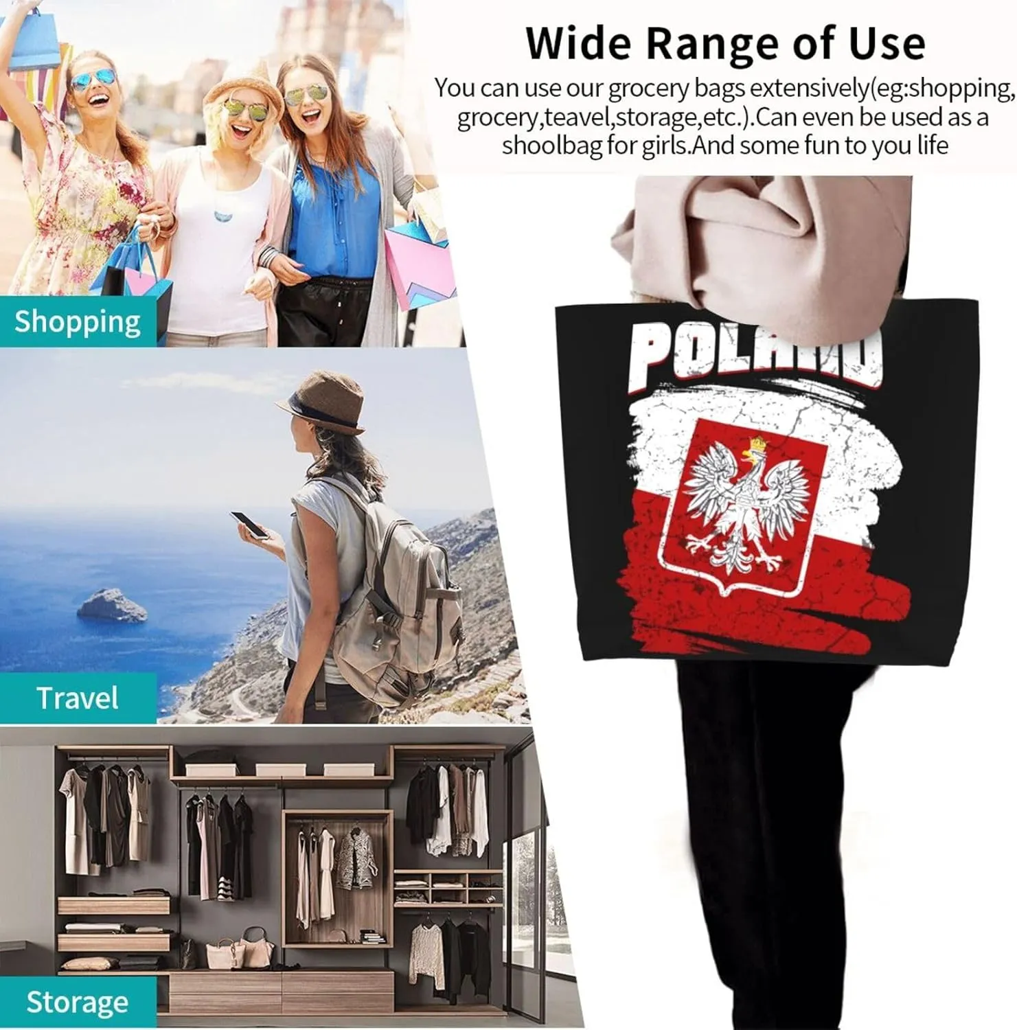 Puerto Rican American Flag Women's Tote Bag Large Capacity Single Shoulder Bags Handbag for Shopping Work
