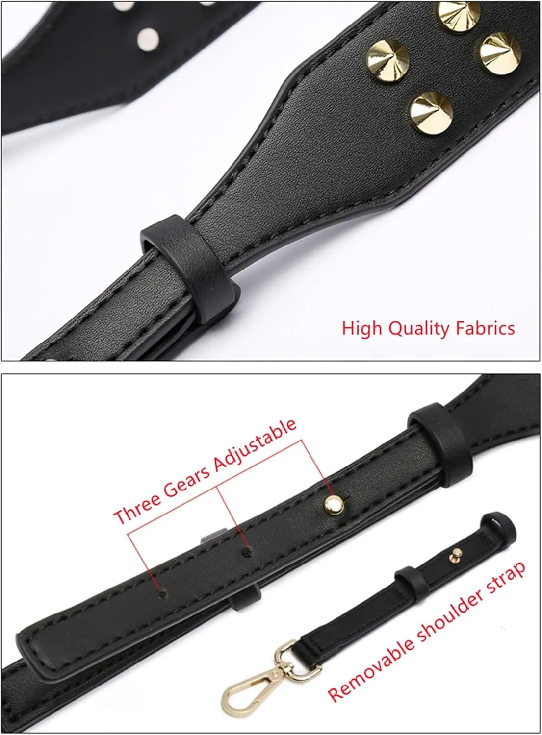 Purse Shoulder Strap Adjustable Double-sided Leather Rivet Crossbody Bag Strap Wide Replacement Belt Accessories for Female