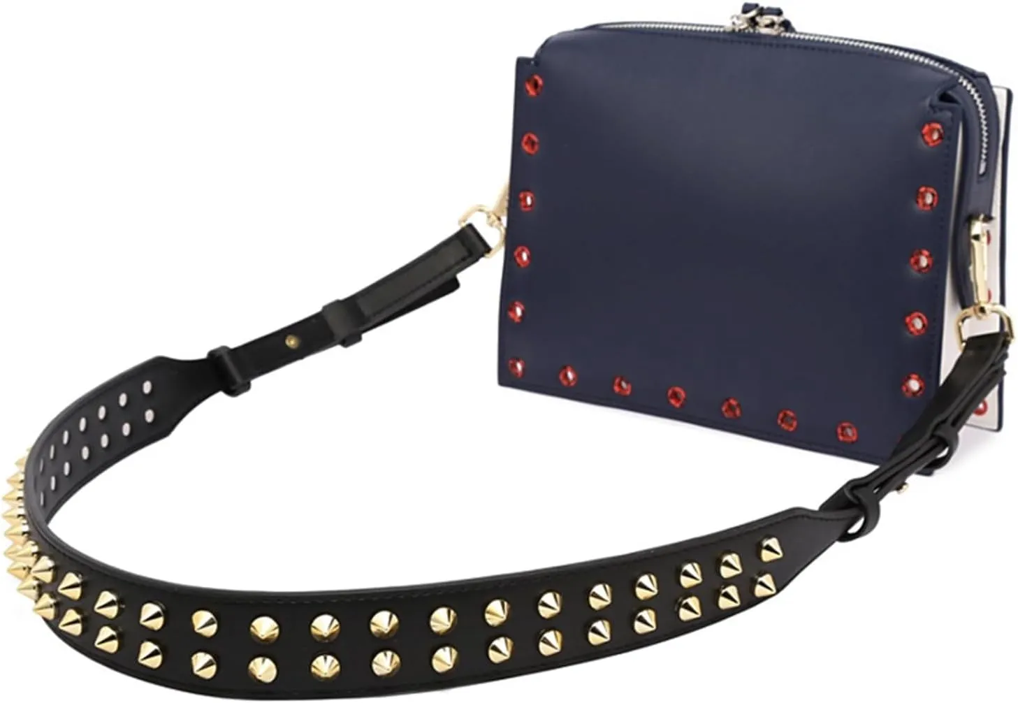 Purse Shoulder Strap Adjustable Double-sided Leather Rivet Crossbody Bag Strap Wide Replacement Belt Accessories for Female