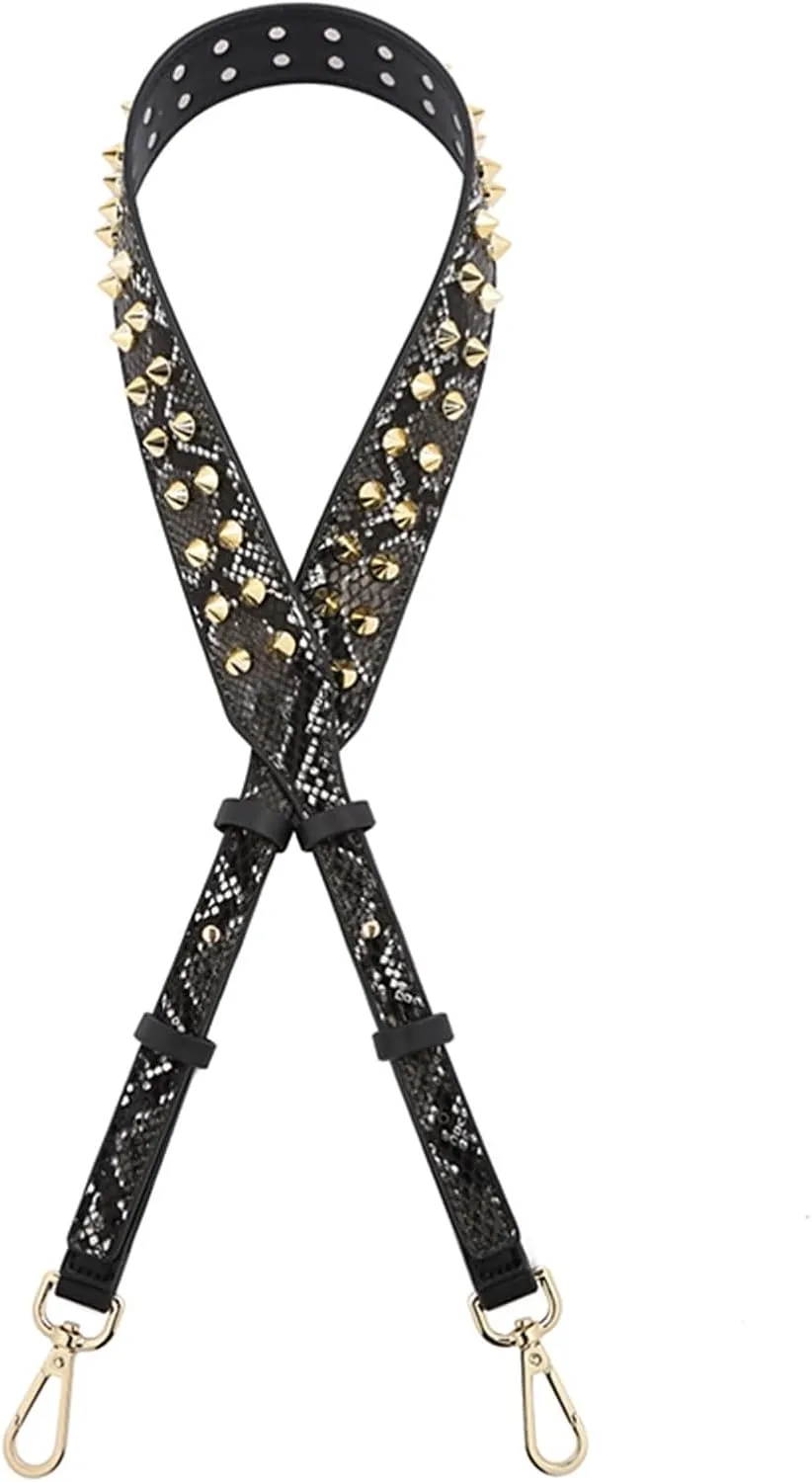 Purse Shoulder Strap Adjustable Double-sided Leather Rivet Crossbody Bag Strap Wide Replacement Belt Accessories for Female