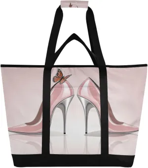 Qilmy High Heel Shoes Insulated Cooler Tote Bag for Groceries & Travel - Reusable Foldable Large Capacity Thermal Bag, Keeps Food Hot/Cold for Picnics, Beach, Camping, Food Delivery