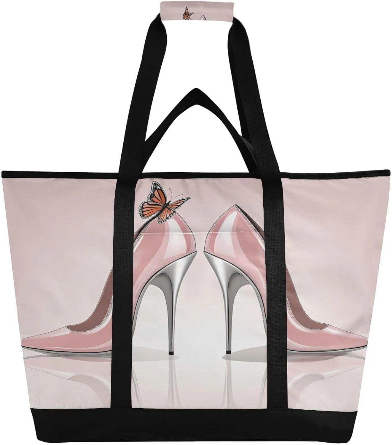 Qilmy High Heel Shoes Insulated Cooler Tote Bag for Groceries & Travel - Reusable Foldable Large Capacity Thermal Bag, Keeps Food Hot/Cold for Picnics, Beach, Camping, Food Delivery