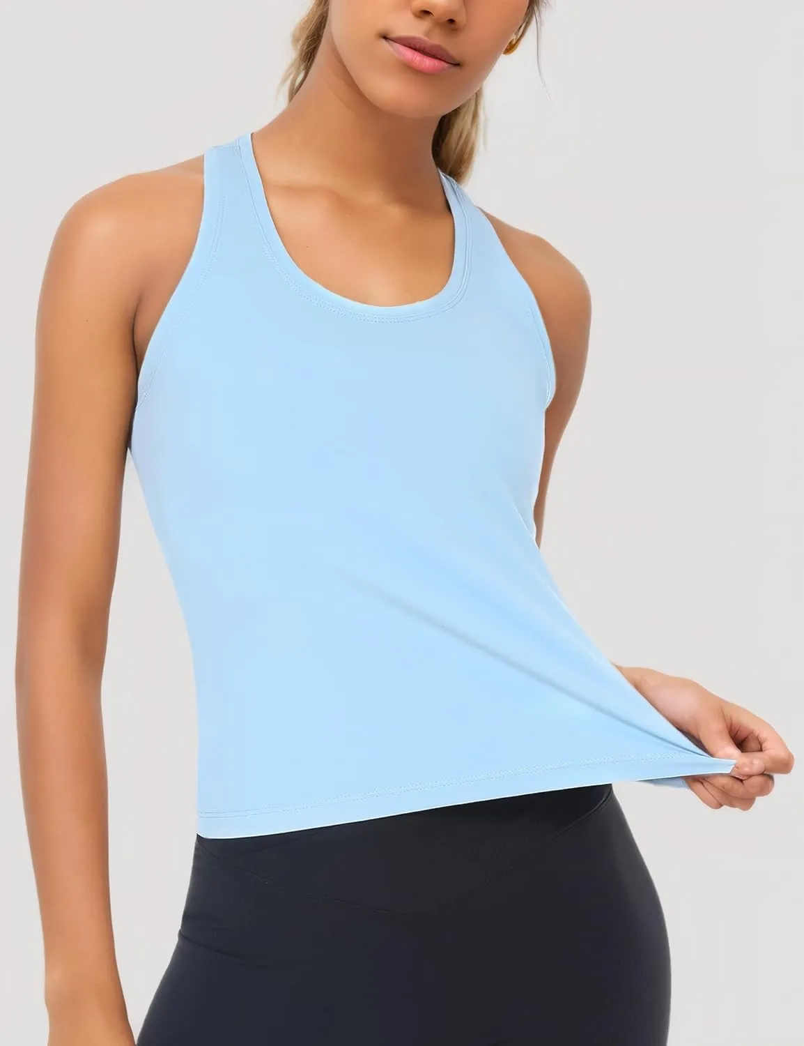 Racerback Workout Tank Tops for Women Sleeveless Gym Tops Cropped Active Yoga Running Shirts