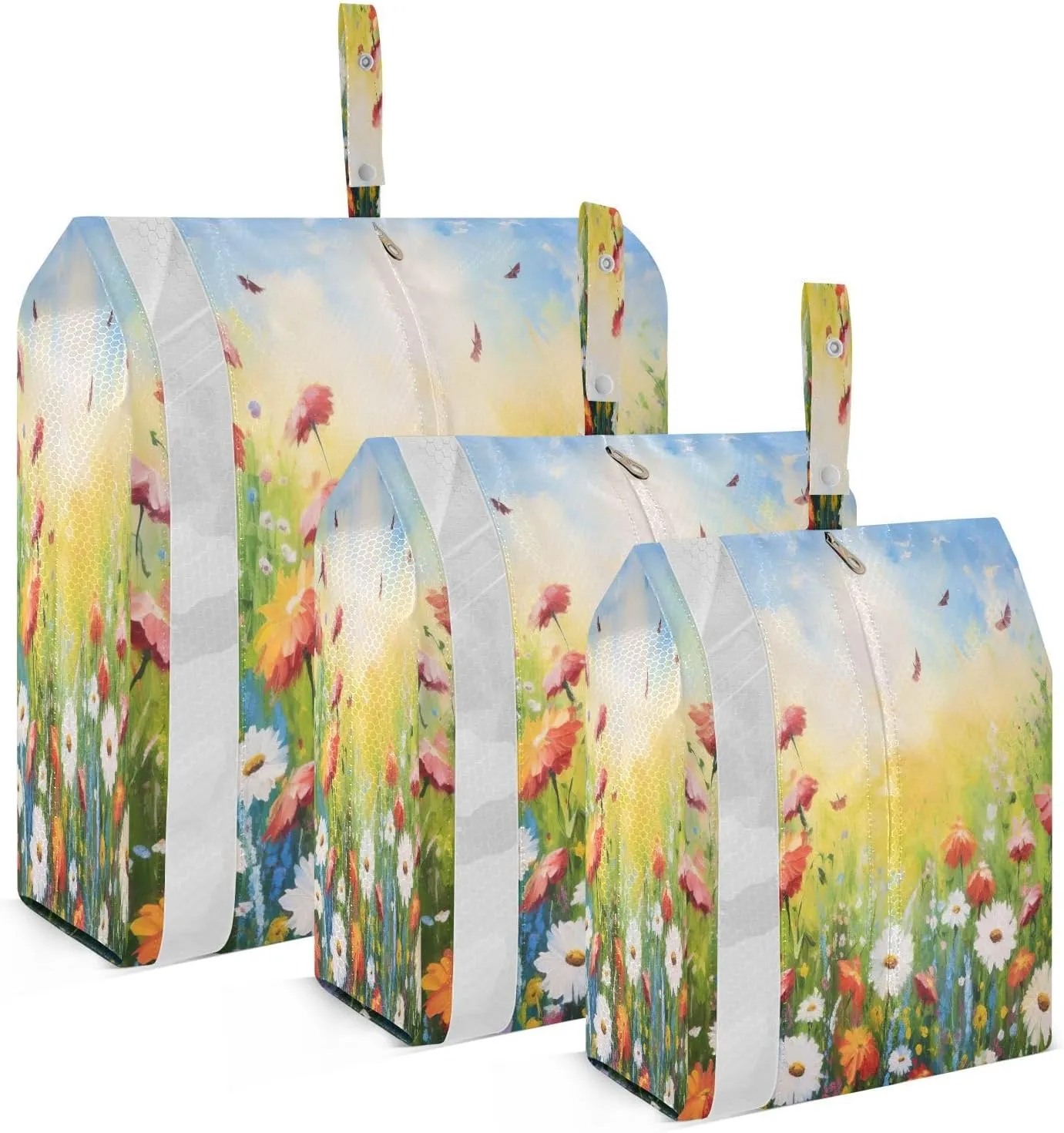 Red White Flowers Sky Compression Packing Cubes Suitcase Organizer Bags Set for Travel Cubes for Travel Accessories