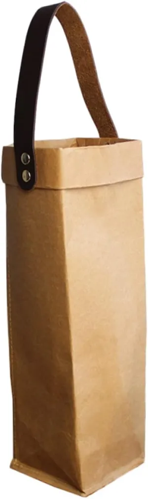 Reusable Wine Bottle Storage Bag Washable Paper Wine Pouch with Handle Vintage Style and present Bag for Wine Beer Brandy and Whiskey Bottles