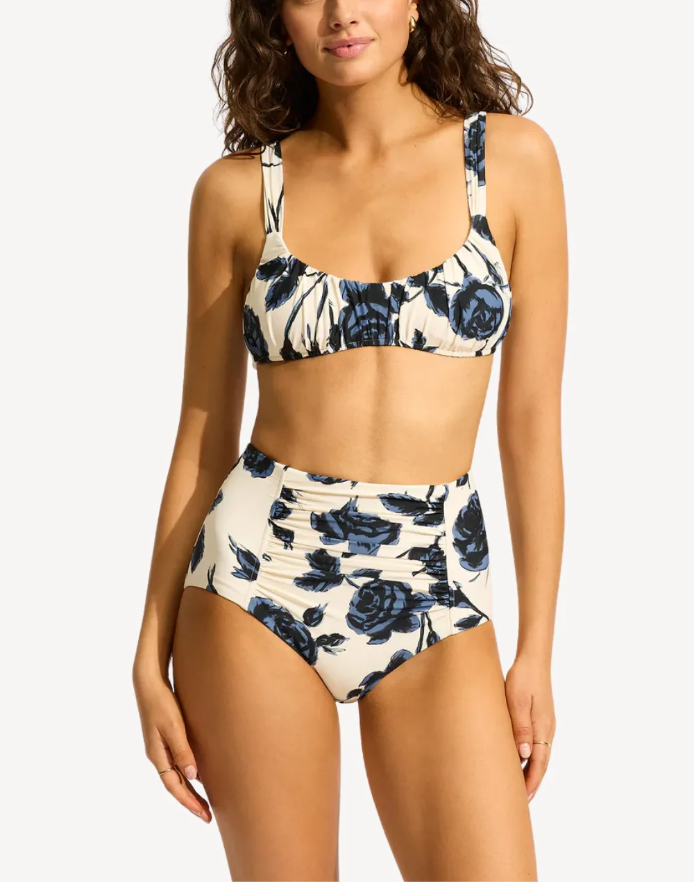 Rococo Ruched High Waist Bikini Bottom