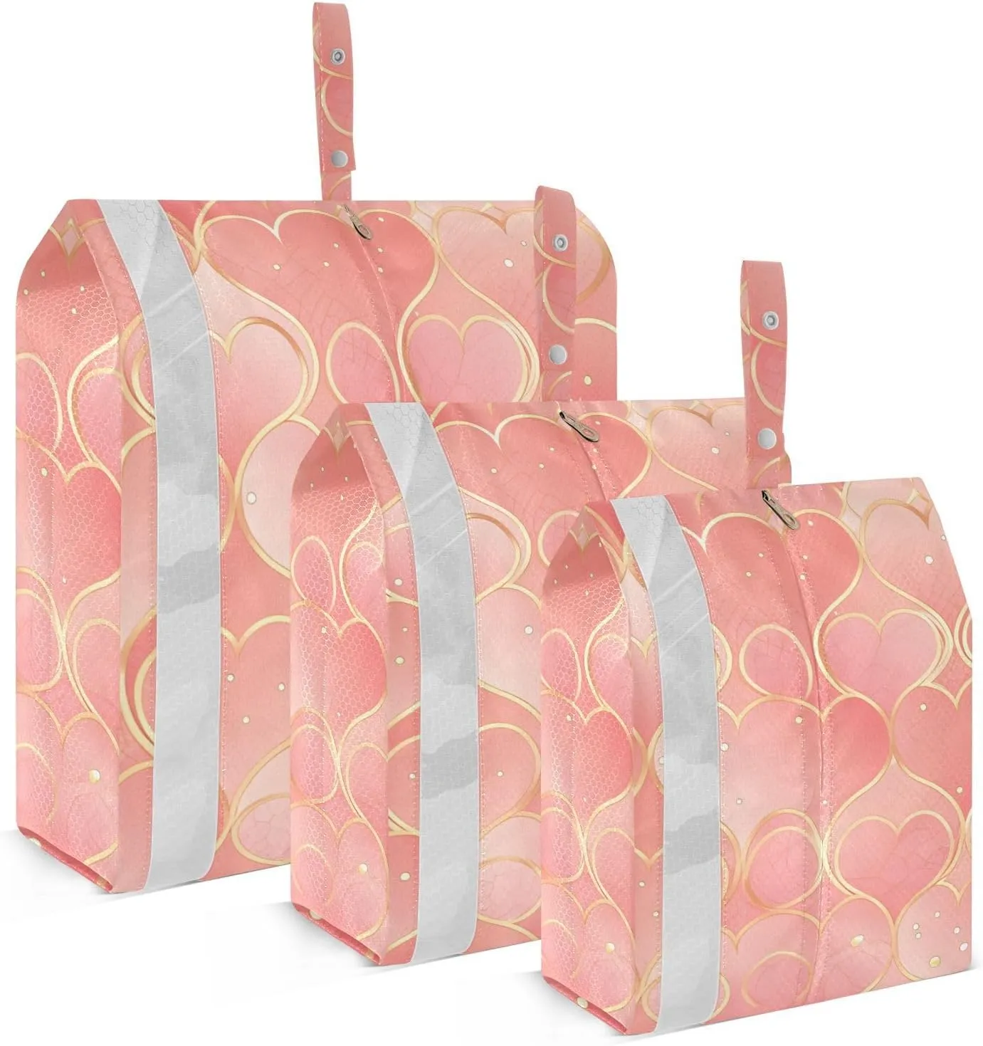 Scallop Rose Gold 3pcs Travel Packing Storage Bags Collapsible Garment Bag Closet Storage Large Ziplock Bags Bags Organizers