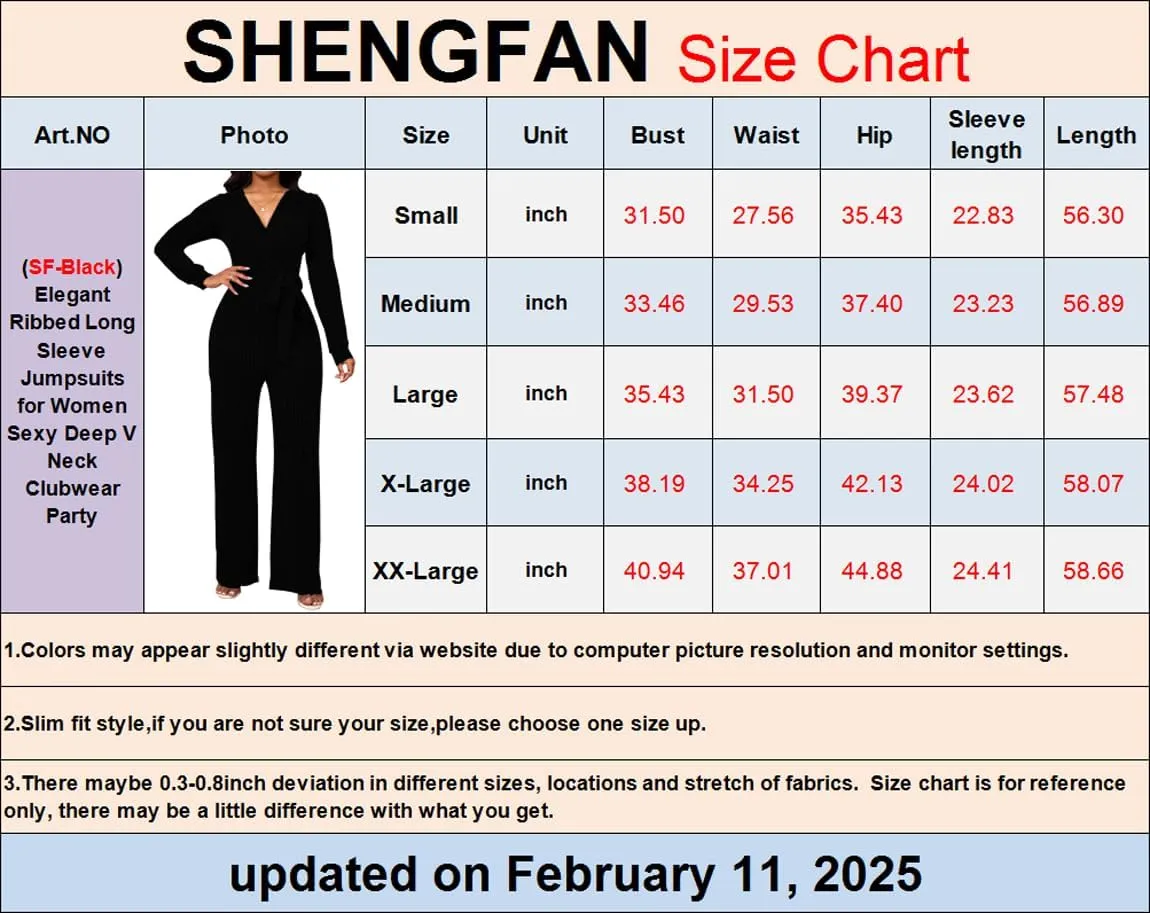shengfan Women's Casual Long Sleeve Clubwear Party Sexy Sparkly Jumpsuits Elegant Deep V Neck Wide Leg Pants Rompers