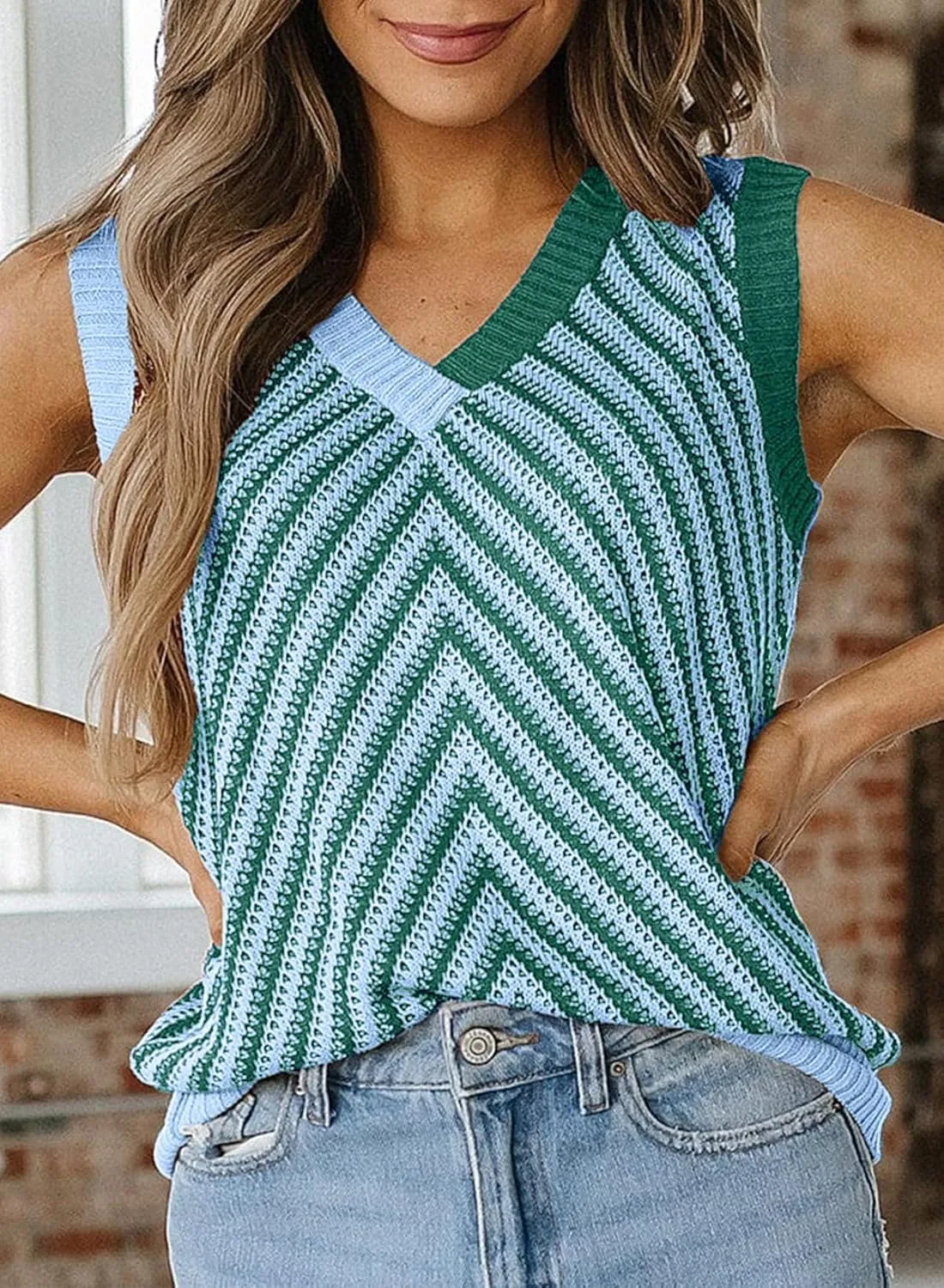 SHEWIN Tank Tops for Women 2025 Casual Sleeveless Shirts Knit Sweater Vest V Neck Summer Tops