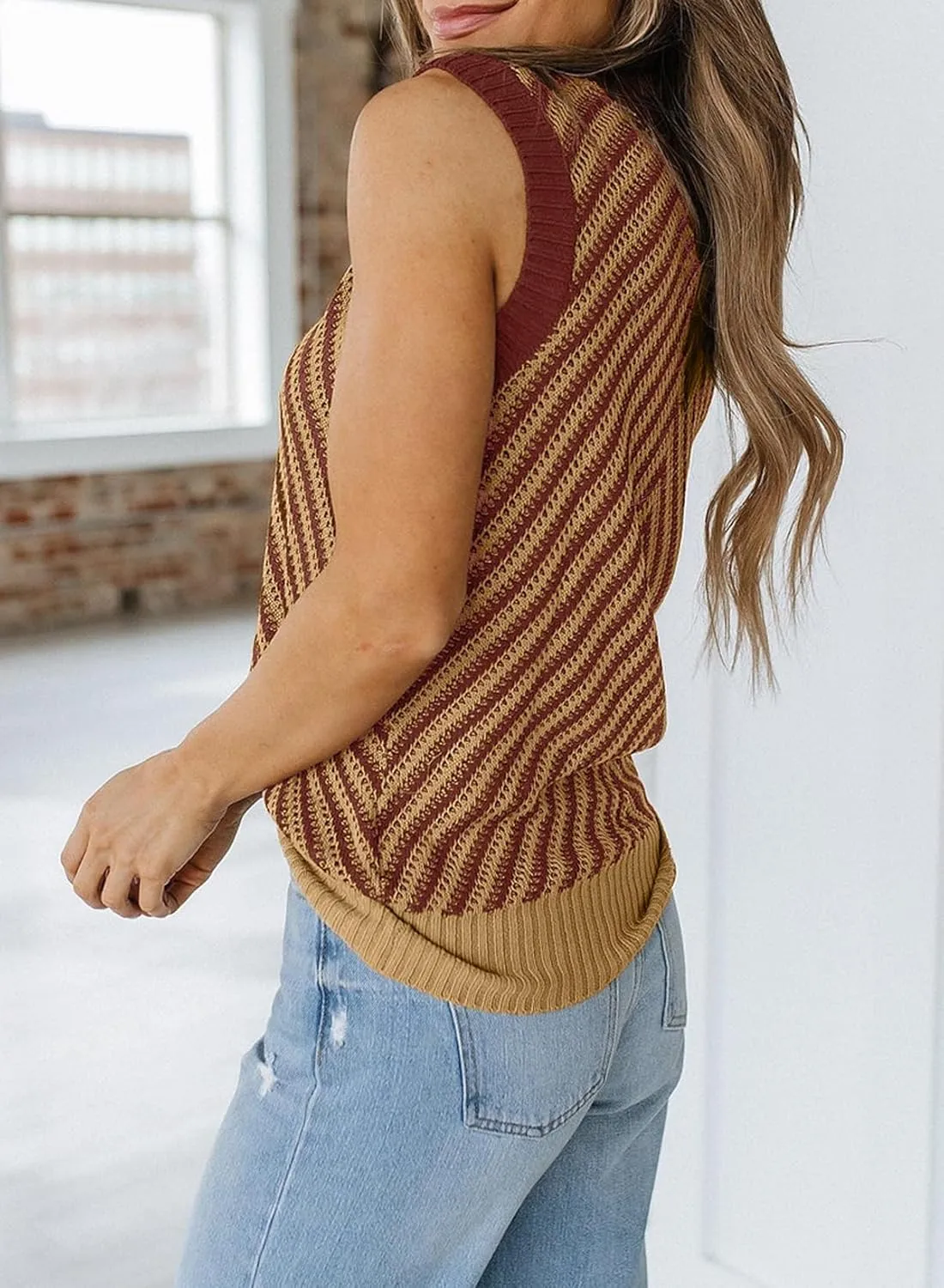 SHEWIN Tank Tops for Women 2025 Casual Sleeveless Shirts Knit Sweater Vest V Neck Summer Tops