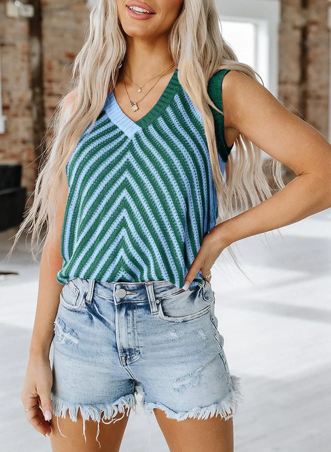 SHEWIN Tank Tops for Women 2025 Casual Sleeveless Shirts Knit Sweater Vest V Neck Summer Tops