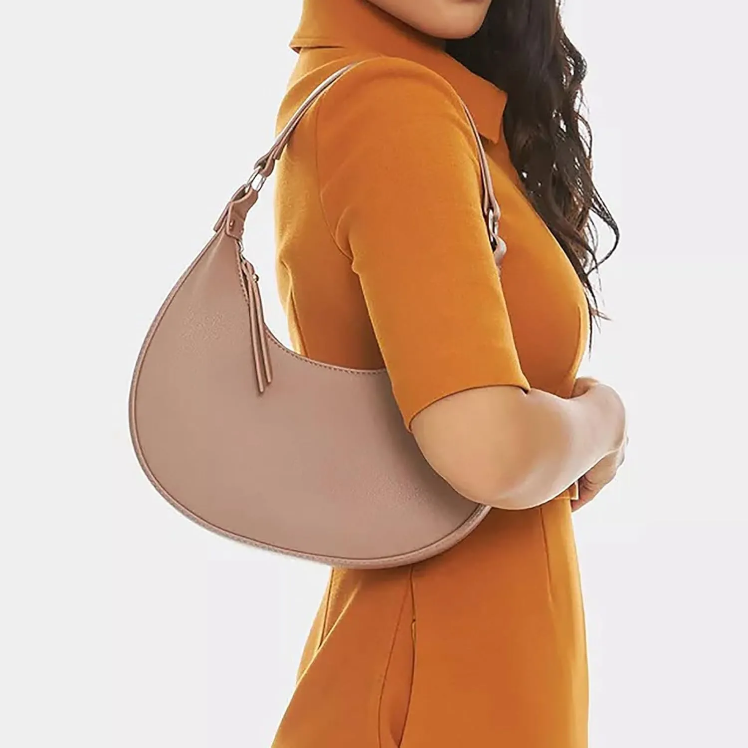 Shoulder Bags for Women Crescent Hobo Crossbody Bags PU Leather Hobo Crossbody Tote Dumpling Bags with Zipper