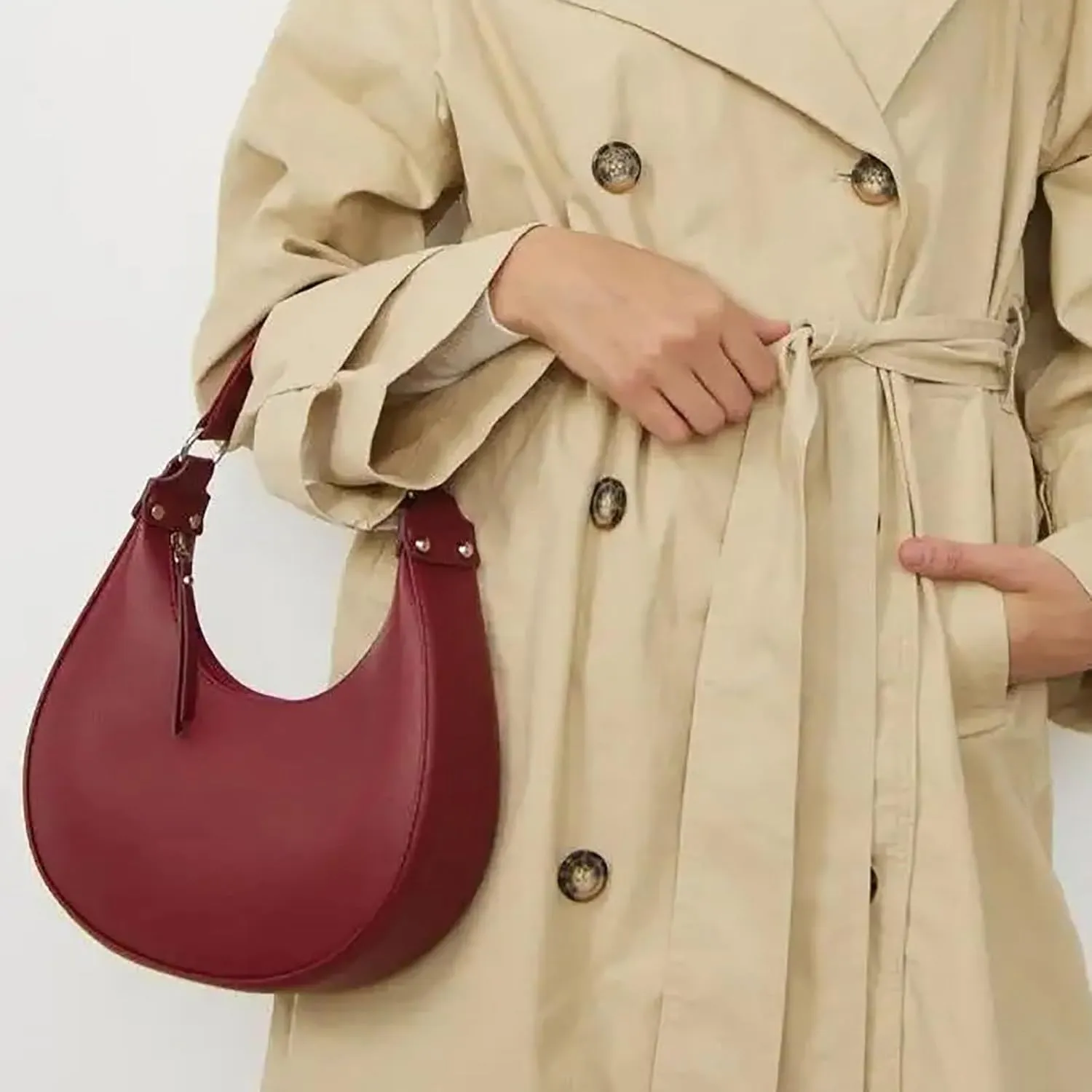 Shoulder Bags for Women Crescent Hobo Crossbody Bags PU Leather Hobo Crossbody Tote Dumpling Bags with Zipper