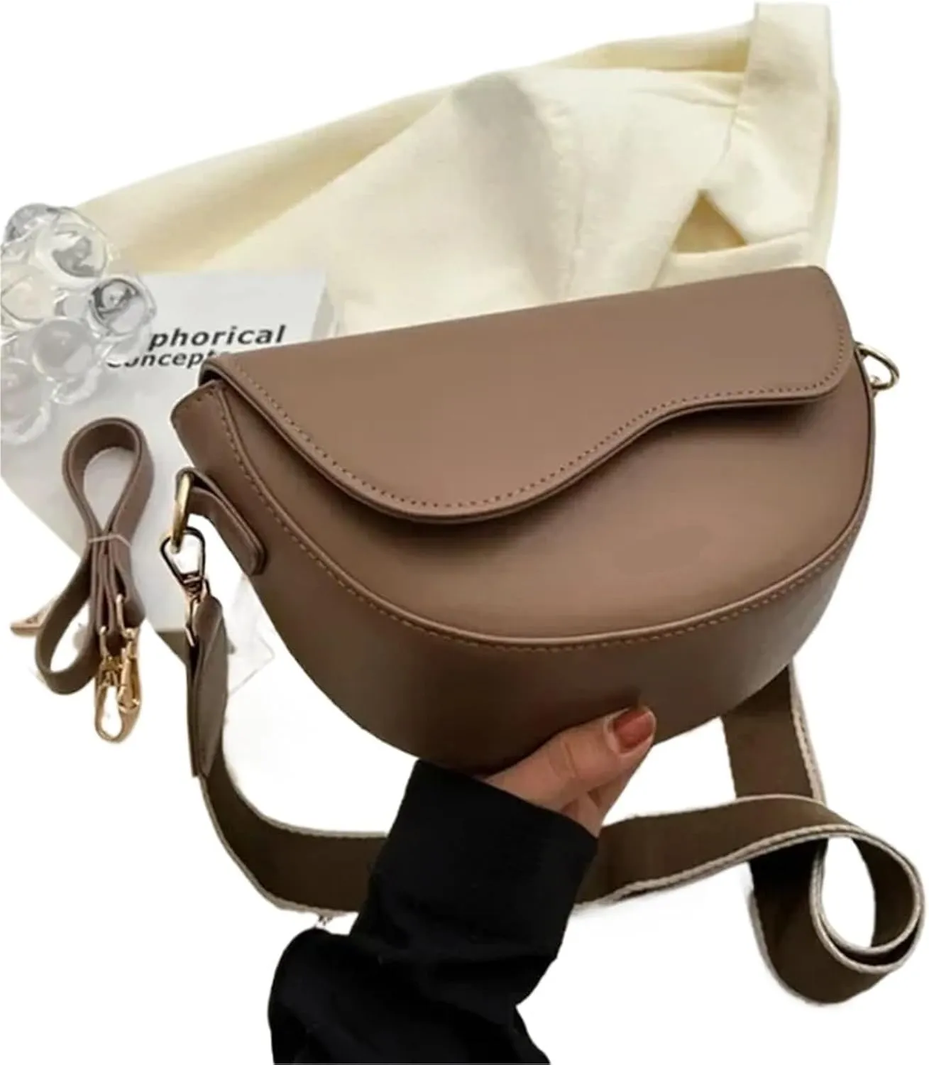Small Leather Saddle Armpit Bags for Women Summer Chain Shoulder Crossbody Bag Ladies Vintage Underarm Handbags
