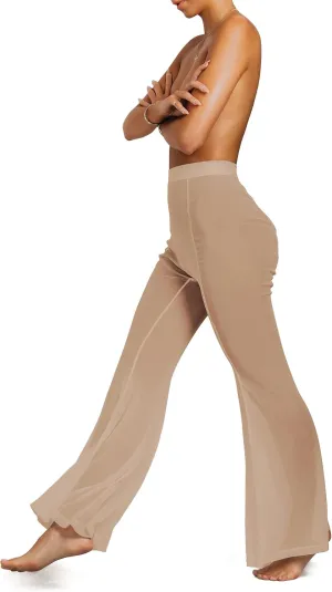 sofsy Women's Mesh Swim Pants | Sheer Bikini Cover Up | Beach & Poolside Rave Pants - Black, Medium