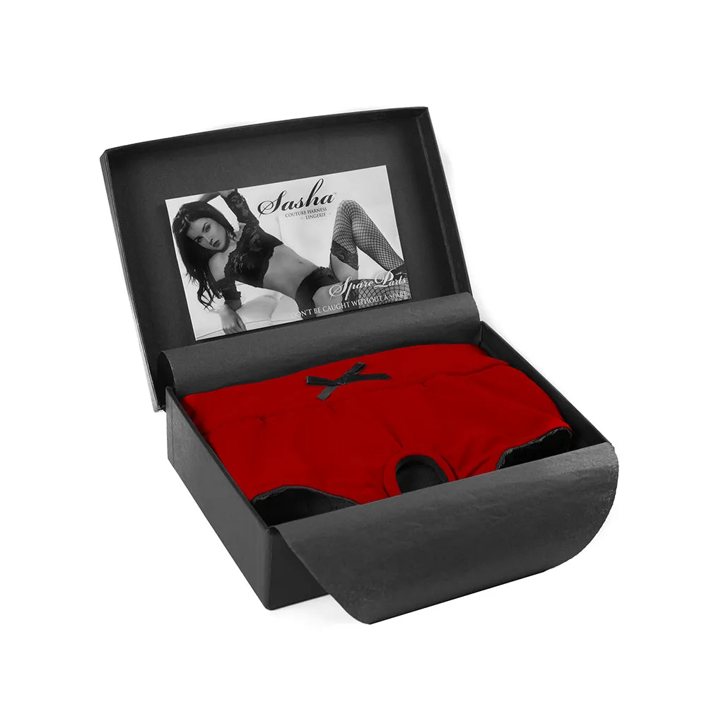 SpareParts Sasha Cinch Booty Short Harness Red/Black Size 4XL