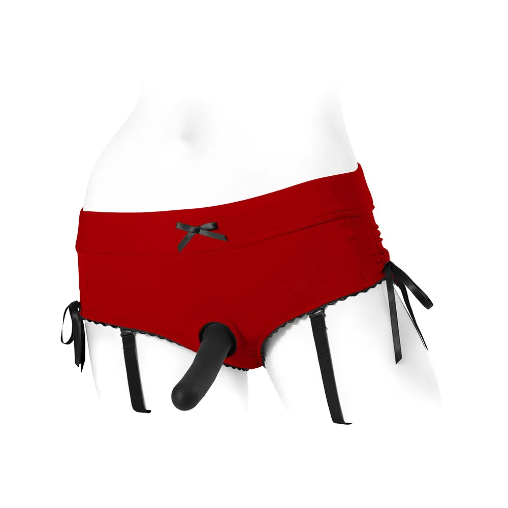 SpareParts Sasha Cinch Booty Short Harness Red/Black Size 4XL