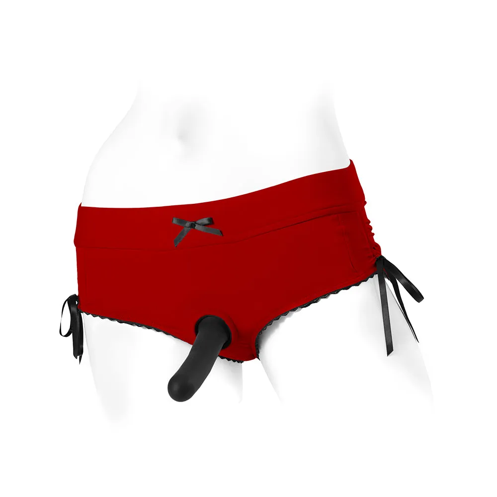 SpareParts Sasha Cinch Booty Short Harness Red/Black Size 4XL