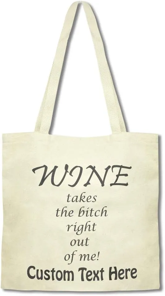 Speedy Pros Canvas Tote Bag for Women Wine Takes The Bitch Right out of Me Funny Drinking Beach Bags for Women