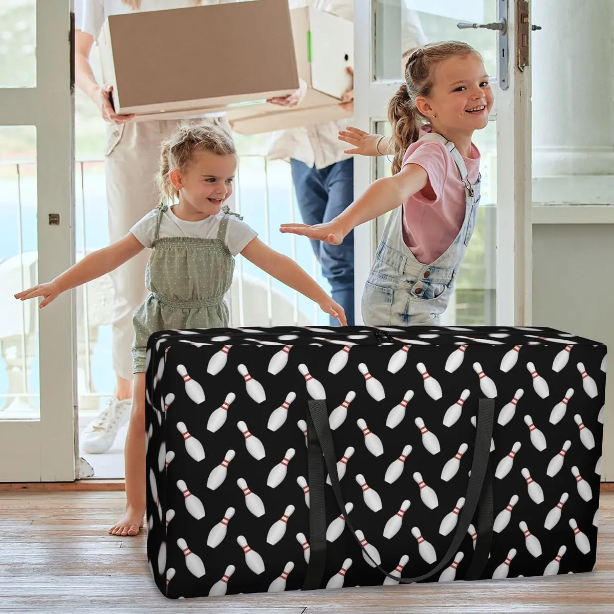 Sport Bowling Ball XXL Heavy Duty Extra Large Moving Bags with Strong Zipper, Moving Supplies Packing Boxes for Moving, Black