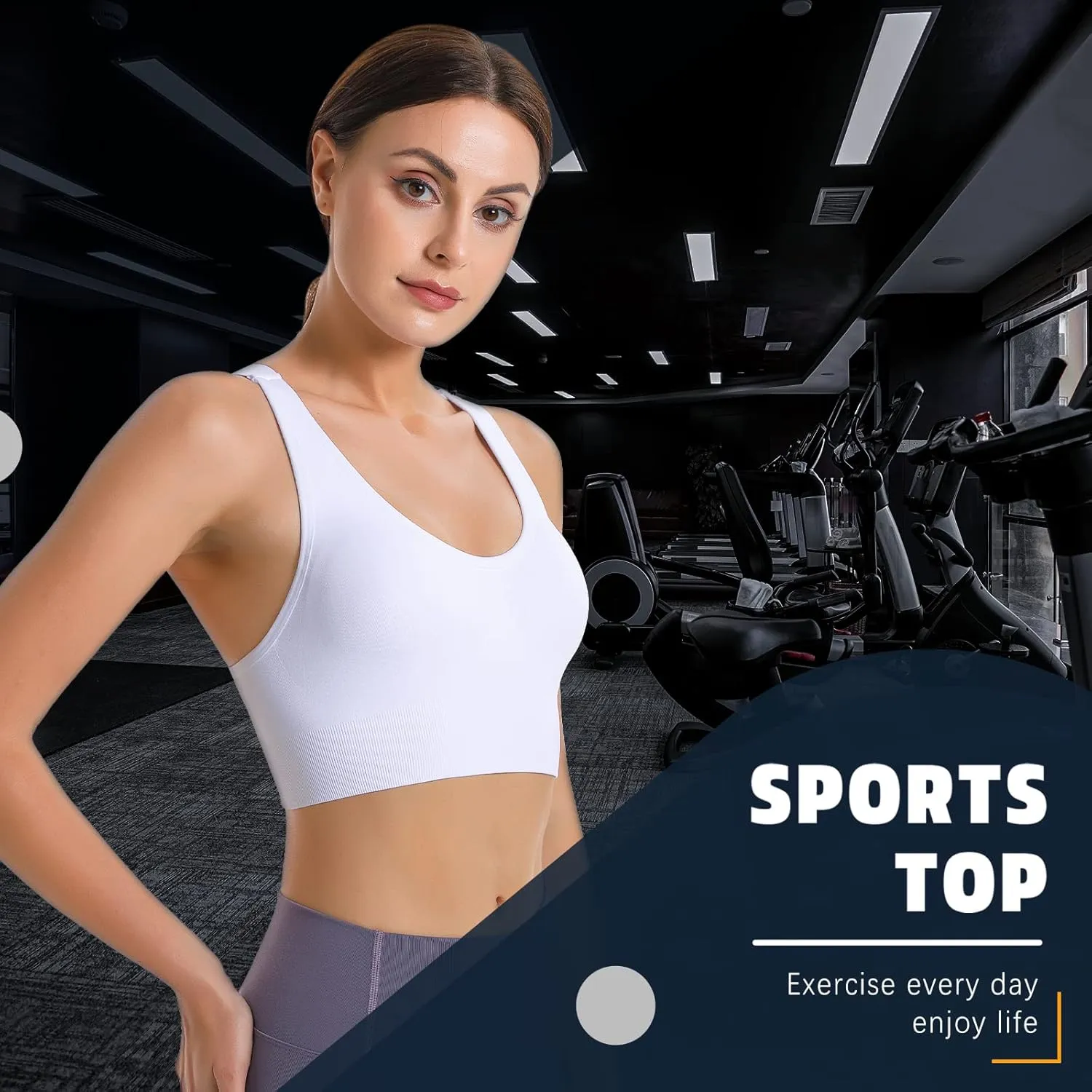 Sports Bra, Workout Tops for Women, Medium Impact Strappy Padded Sports Bras for Women High Support