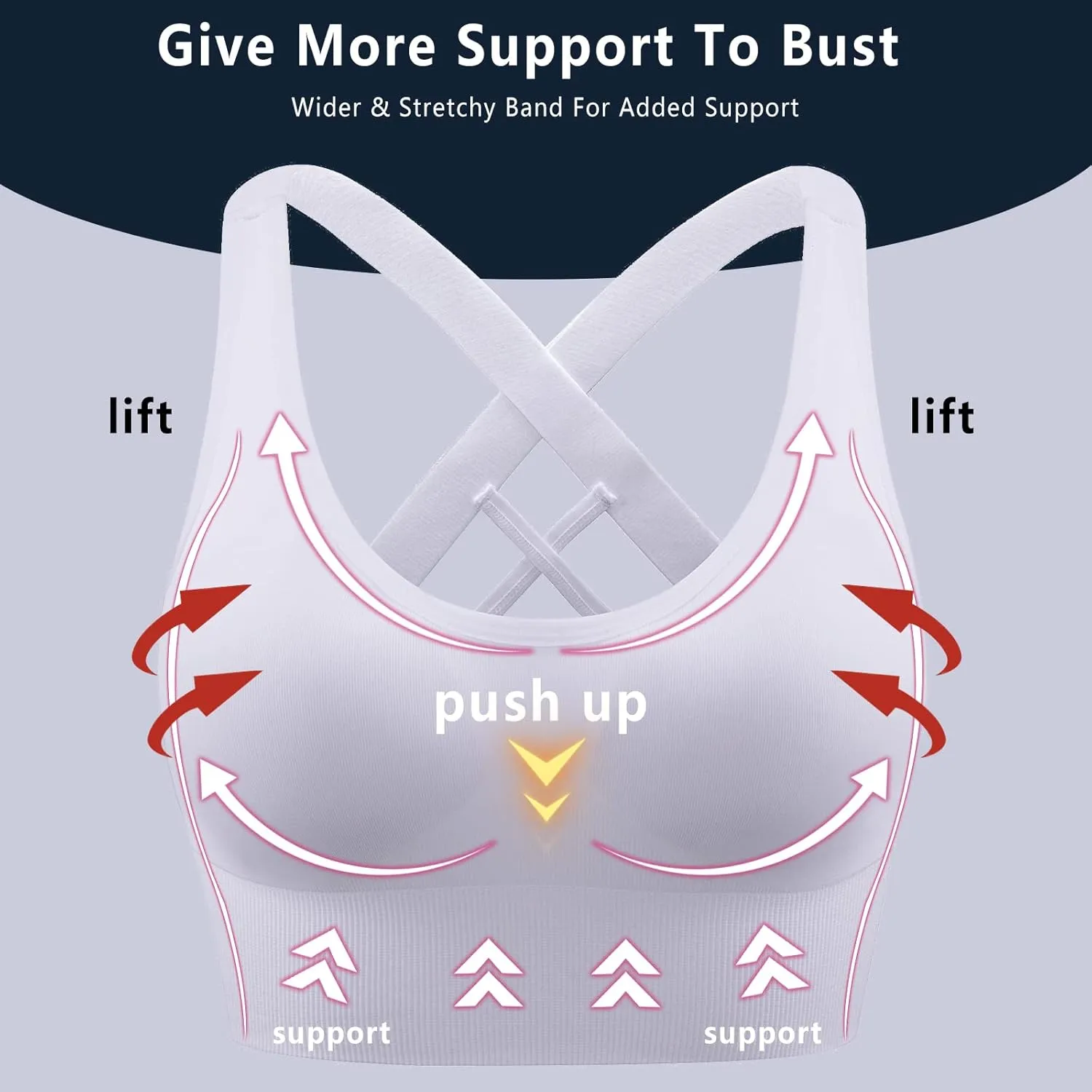 Sports Bra, Workout Tops for Women, Medium Impact Strappy Padded Sports Bras for Women High Support