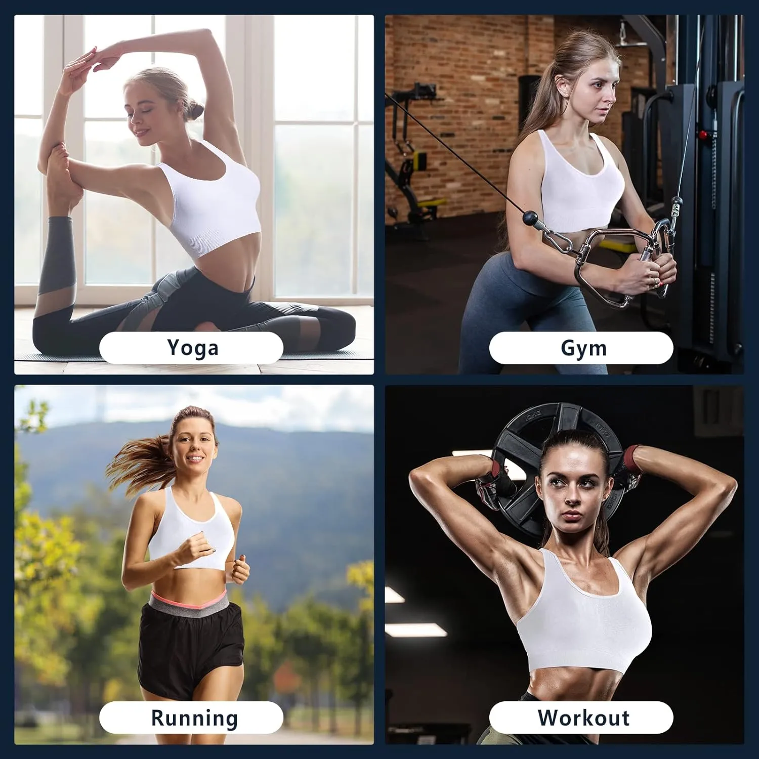 Sports Bra, Workout Tops for Women, Medium Impact Strappy Padded Sports Bras for Women High Support