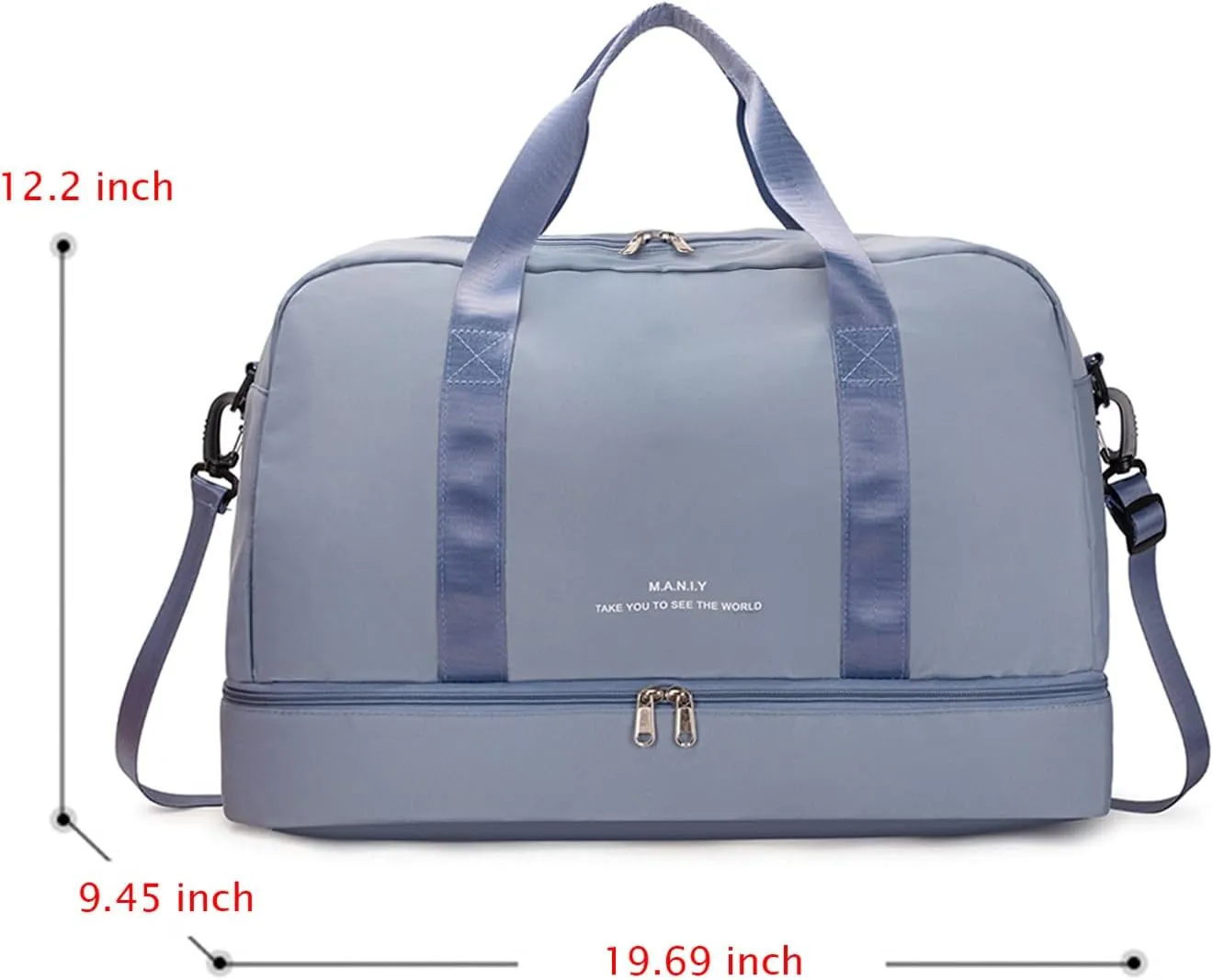 Sports Travel Duffel Bag for Women,Light Gym Bag with Shoe Compartment,Large Capacity Weekender Overnight with Wet Pocket for Lady Travel, Gym, Yoga Blue