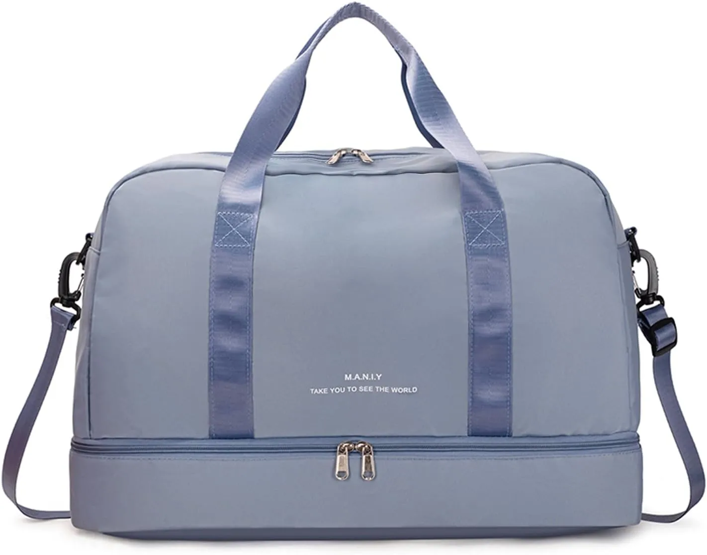 Sports Travel Duffel Bag for Women,Light Gym Bag with Shoe Compartment,Large Capacity Weekender Overnight with Wet Pocket for Lady Travel, Gym, Yoga Blue
