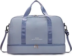 Sports Travel Duffel Bag for Women,Light Gym Bag with Shoe Compartment,Large Capacity Weekender Overnight with Wet Pocket for Lady Travel, Gym, Yoga Blue