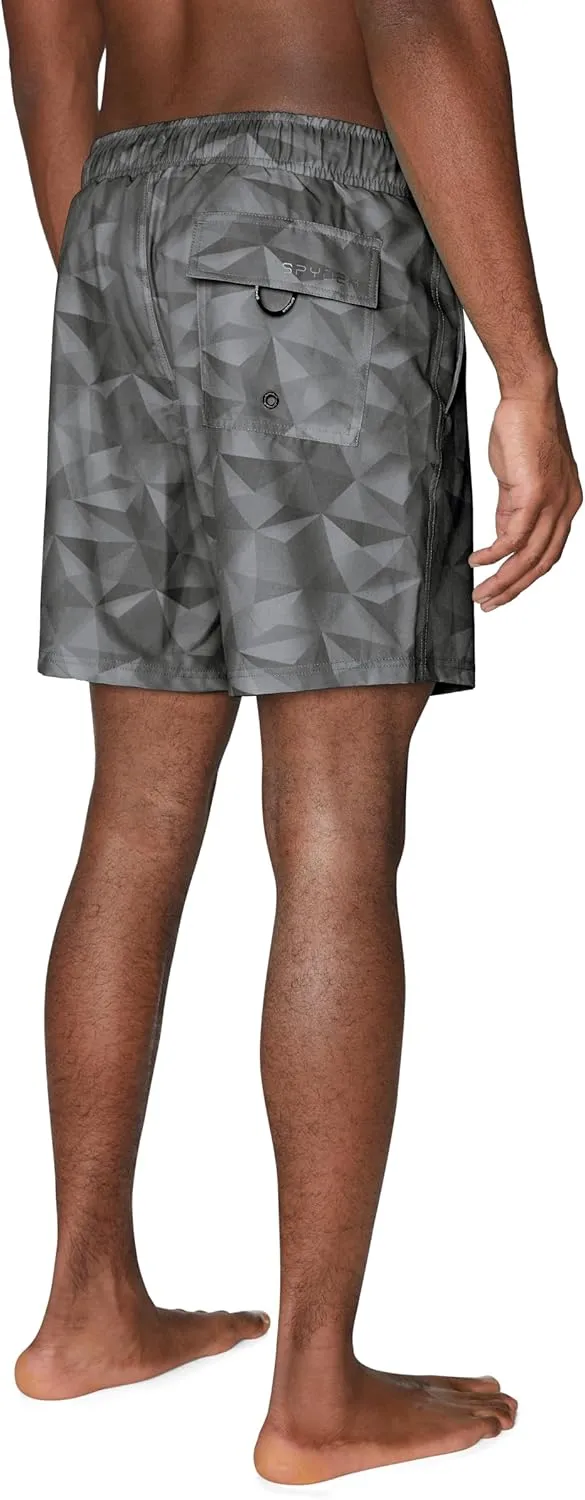 Spyder Men's Swim Trunks, Stretch, Quick-Dry, 7-inch Board Shorts, UPF 50 , Brief Liner
