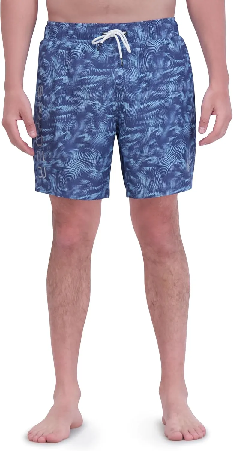 Spyder Men's Swim Trunks, Stretch, Quick-Dry, 7-inch Board Shorts, UPF 50 , Brief Liner